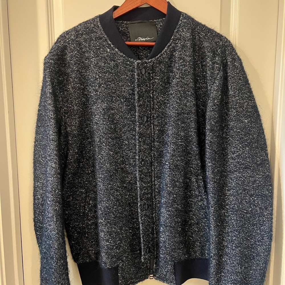 3.1 Phillip Lim Midnight Blue Wool Bomber Jacket